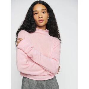 REFORMATION Cropped Turtleneck Cashmere Sweater Jumper Light Pink Size Small
